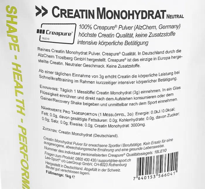 Creapure® Creatin Monohydrat -neutrales Premium Creatin ohne Zusatzstoffe