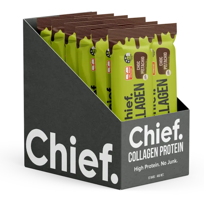 Chief Kollagen Schoko Proteinriegel 63 ChocPistachio