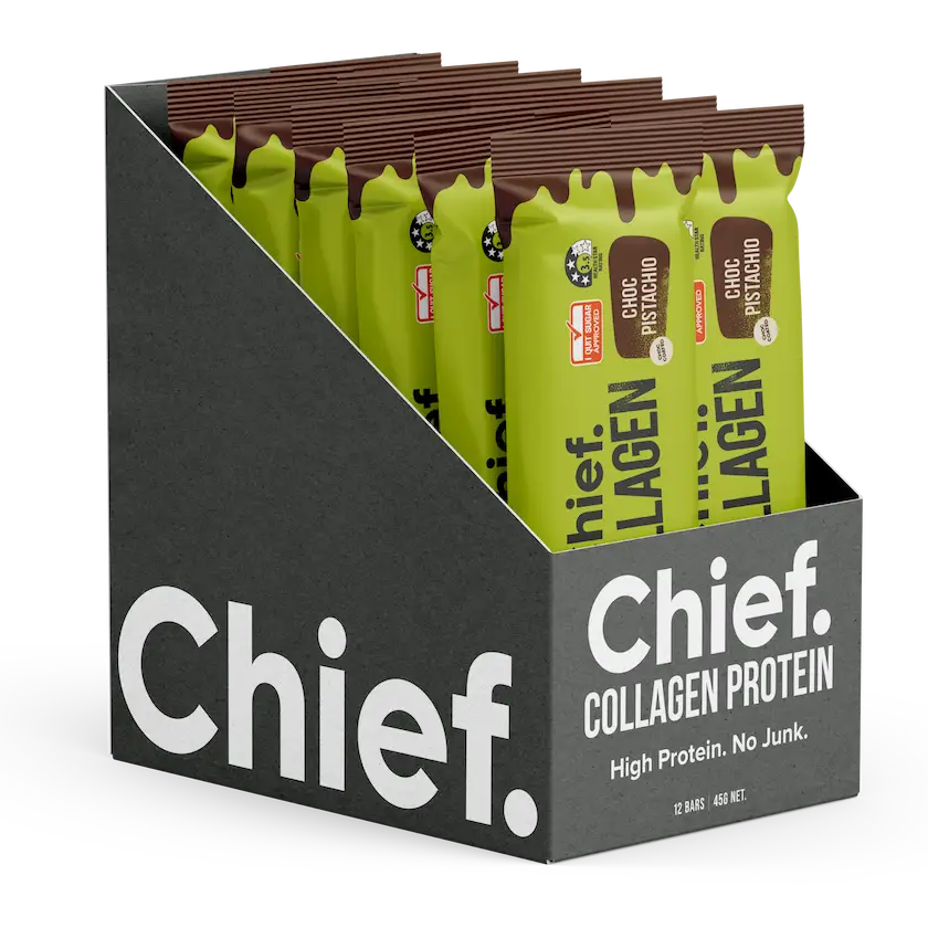 Chief Kollagen Schoko Proteinriegel 13 ChocPistachio