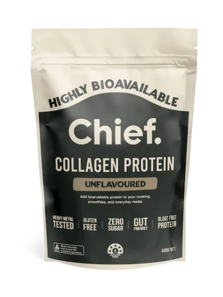 Chief Collagen Protein Pulver geschmacksneutral 450g Beutel – Hohe Bioverfügbarkeit, schadstoffgeprüft und glutenfrei