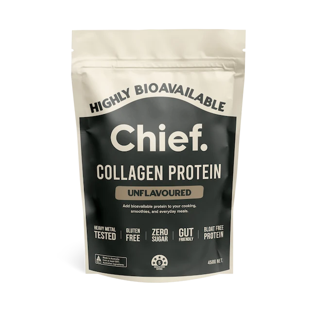 Chief Collagen Protein Pulver geschmacksneutral 450g Beutel – Hohe Bioverfügbarkeit, schadstoffgeprüft und glutenfrei