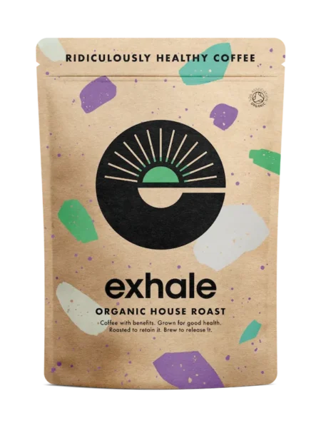 Exhale Organic House Roast Bio-Kaffee in naturfreundlicher Verpackung