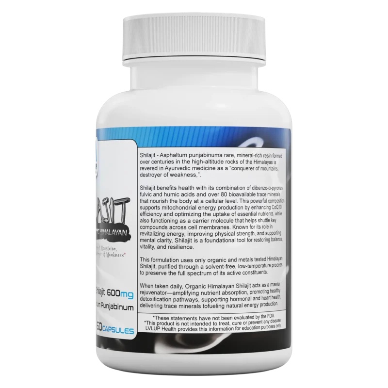 Beschreibung der Vorteile von Shilajit: mitochondriale Unterstützung, Fulvinsäure, 80+ Spurenelemente, Master Rejuvenator.