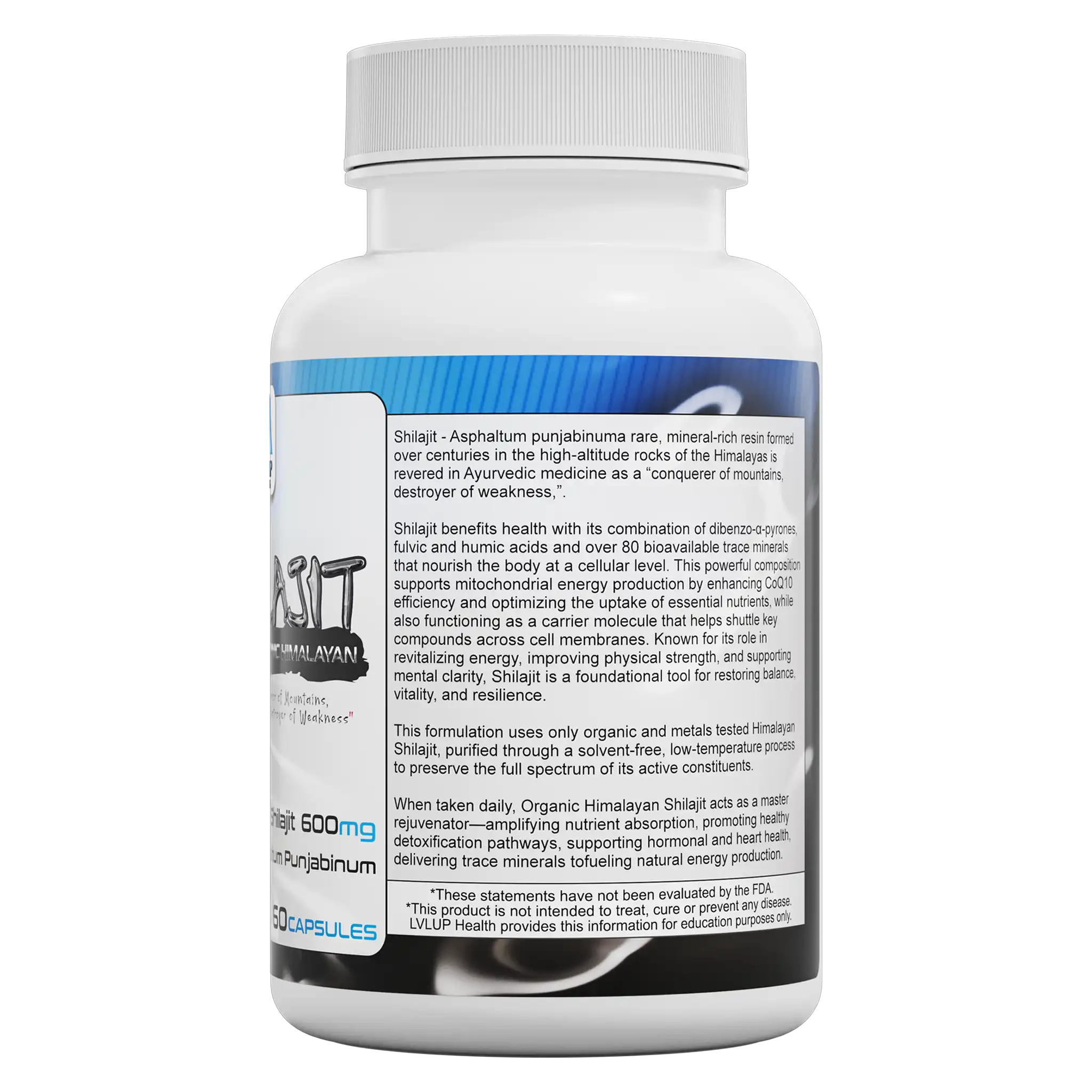 Beschreibung der Vorteile von Shilajit: mitochondriale Unterstützung, Fulvinsäure, 80+ Spurenelemente, Master Rejuvenator.