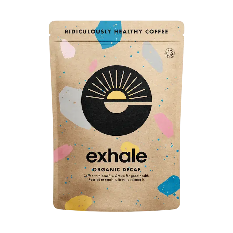 Bio Kaffee entkoffeiniert kaufen Schweiz – Exhale Organic Decaf, gesunder koffeinfreier Röstkaffee ohne Schadstoffe.