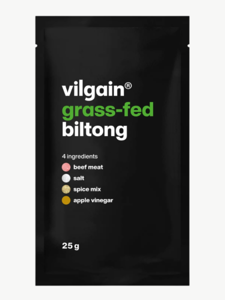 Vilgain Grass-Fed Biltong, Trockenfleisch vom Weiderind, 25-g-Beute