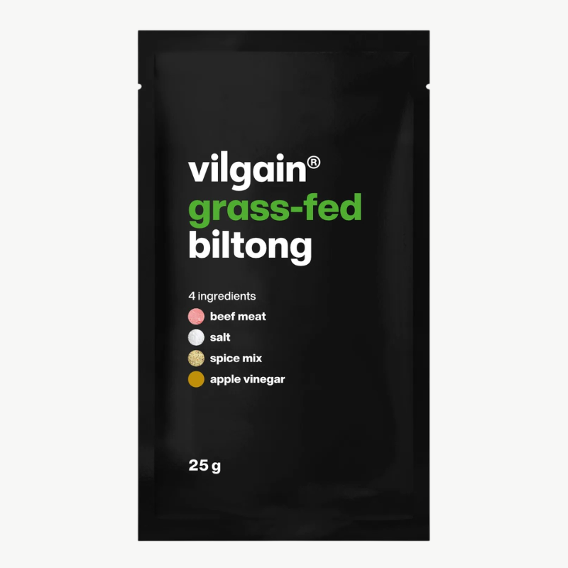 Vilgain Grass-Fed Biltong, Trockenfleisch vom Weiderind, 25-g-Beute
