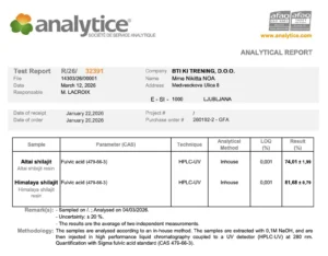 shilajit fulvosaeure pruefbericht analytice